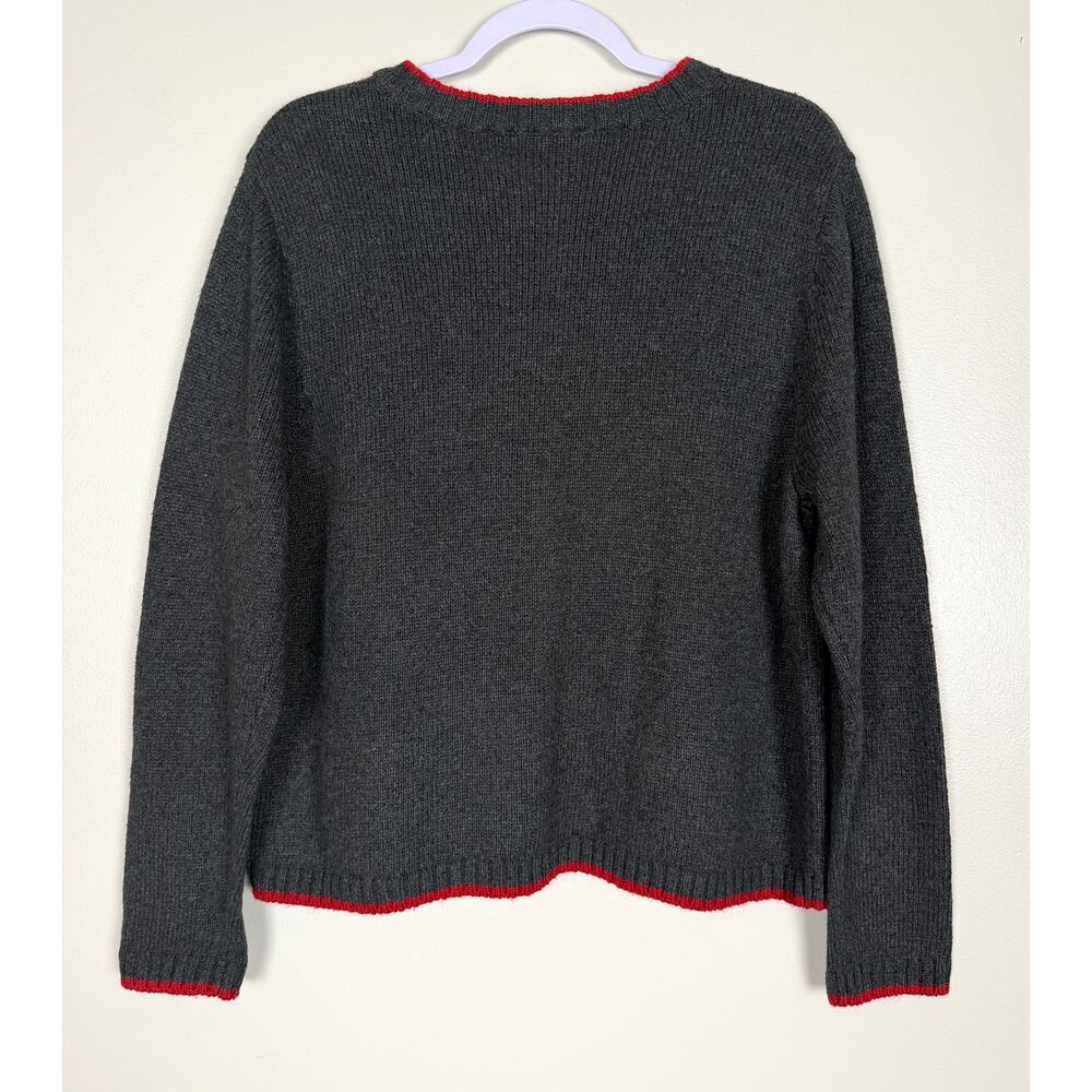 Croft & Borrow Bird Embroidered Sweater Jacket Gray XL Petite Cardinal - Picture 6 of 9